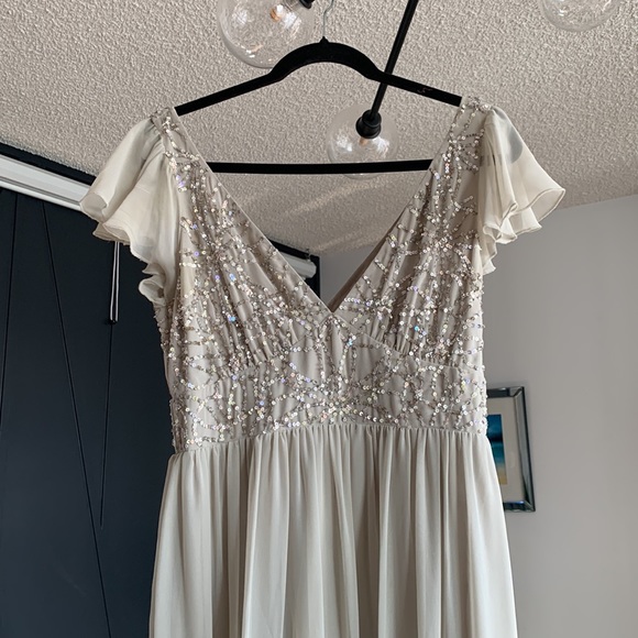 BHLDN champagne grey Gown - Picture 6 of 10